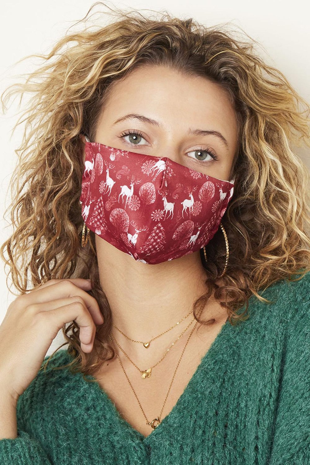 Gezichtsmasker Prints Blauw Katoen h5Afbeelding2